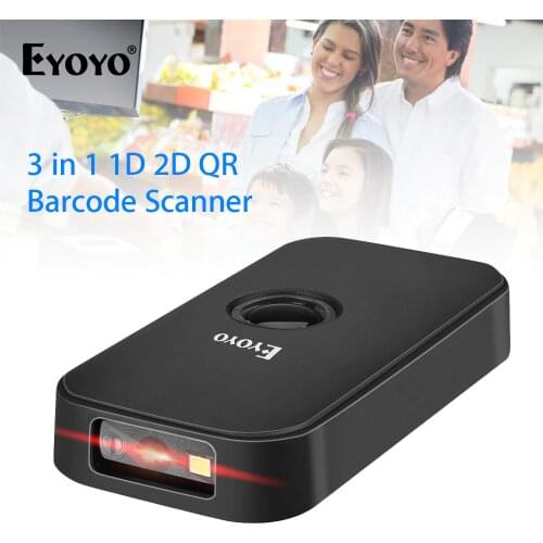Eyoyo EY-009 Mini 1D/2D QR Barcode Scanner 2.4G Wireless&Bluetooth Bar Code Reader Portable 1D QR Image Scanner for IOS Android