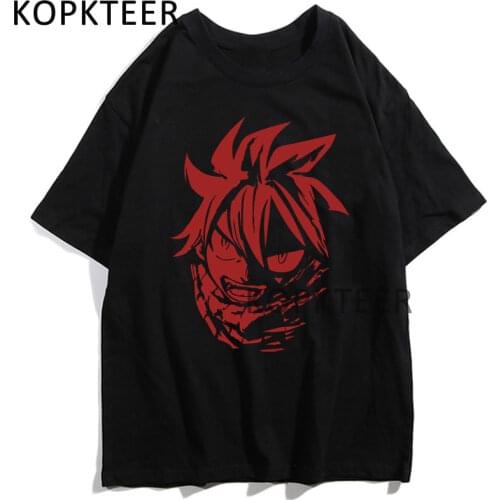 Fairy Tail Erza Scarlet Etherious Natsu Dragneel Harajuku Anime T-Shirts Men Funny Cartoon Graphic Print Fashion Hip Hop Top Tee