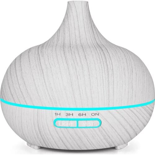 400Ml Ultrasonic Electric Air Humidifier Aroma Oil Diffuser White Wood Grain 7 Colors Led Lights for Home