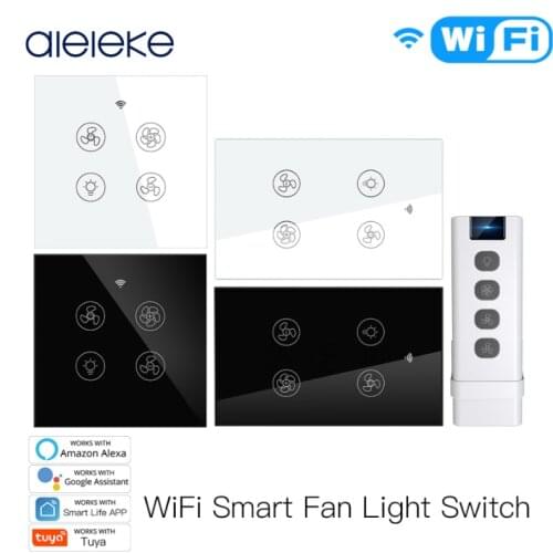 New WiFi RF Smart Ceiling Fan Light 2/3 Way Control Smart Life/Tuya APP RF Remote Speed Control Alexa Google Home Compatible