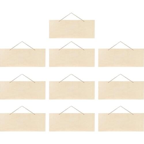 10/5Pcs 25x10cm Unfinished Hanging Wood Sign Durable Blank Wooden Plaque For DIY Craft Christmas Baby Shower Birthday New Year