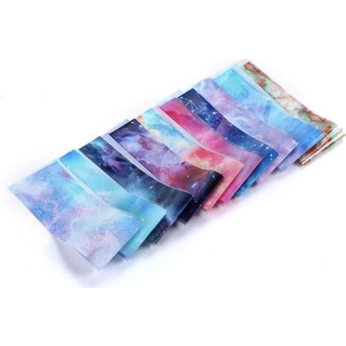 10PCS Nail Foil Sticker Set Holographic Starry Sky Adhesive Wraps Transfer Paper Marble Shining Nail Art Decal Gel Slider