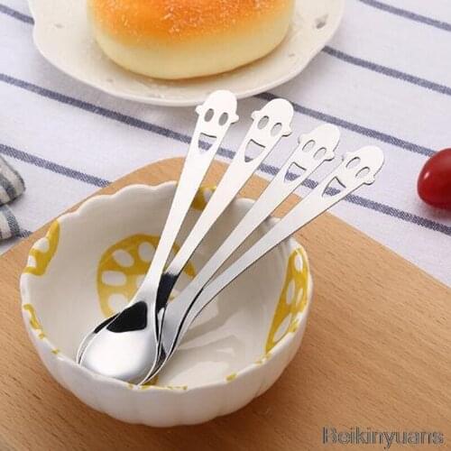 2 pieces baby long handle stainless steel spoon fruit grapefruit spoon dessert coffee stirring spoon children tea spoon simle
