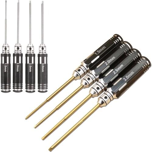 4 Pcs/set RC Tools Hex Screw Driver Set Titanium Plating Hardened 1.5 2.0 2.5 3.0mm Screwdriver for Rc Helicopter Rc Toys