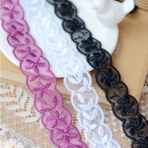 5 Meters/lot Water Soluble Lace Trim Patchwork Material Purple Black Pure White Lace Ribbon DIY Garment Sewing Accessories