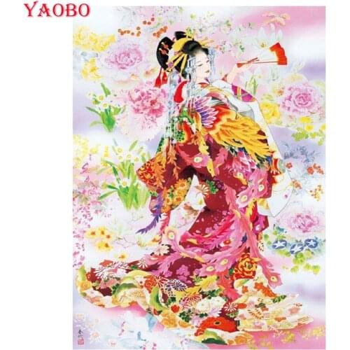 5D DIY Full Square Diamond Painting Cross Stitch Japanese Woman 3d Round Diamond Embroidery sale Mosaic Resin drill Home Decor