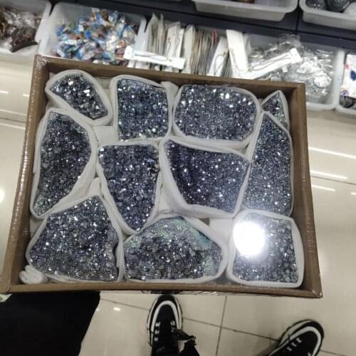 AboxofBeautiful rainbow Natural Aura Angel Amethyst Crystal cluster Plating Titanium coating Quartz Vug Gemstone Flower Healing