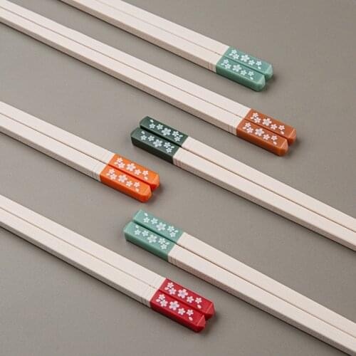 BalleenShiny 5 Pairs Of Food-grade High Quality Alloy Chopsticks Japanese Fish And Cherry Blossom Pattern Healthy Tableware