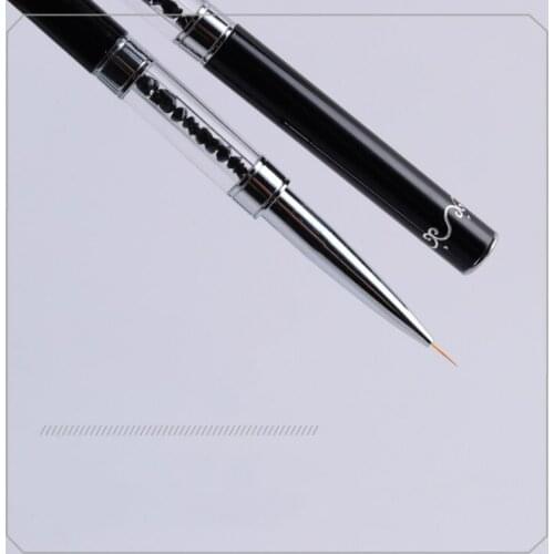 Black Double Head Crystal Handle 9mm&11mm Drawing Brush Liner Painting Pen Gel Polish Crystal Nail Art Manicure Tools