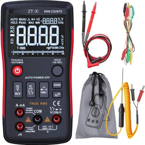 Digital Multimeter 3-Line Dispaly Button Design Auto-Ranging DMM Temperature Capacitance AC/DC Voltage Current Multi Tester