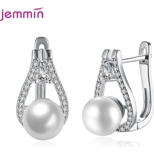 Hot Selling Genuine 925 Sterling Silver Hoop Earrings With Freshwater Pearl For Women Girls Anniversary Party
