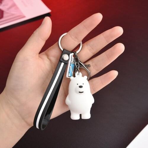 Cartoon Bear Doll Toy Leather Rope Kids Keychain Fluffy Girls Birthday Gift Simulation Hand Toy Pendant Decoration
