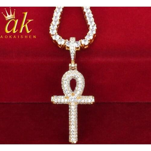 Cross Pendant Gold Color AAA Zircon Mens Hip Hop Jewelry