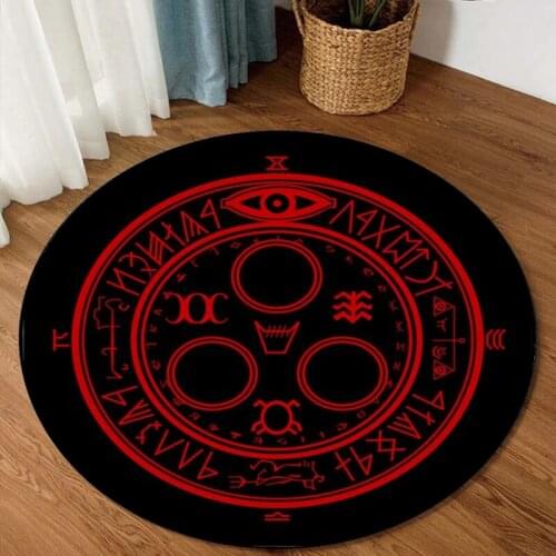 Occult Symbol Round Carpet Personalized Rug Housewarming Gifts Satan Brimstone Round Carpet Satanic Home Decor Area Rug
