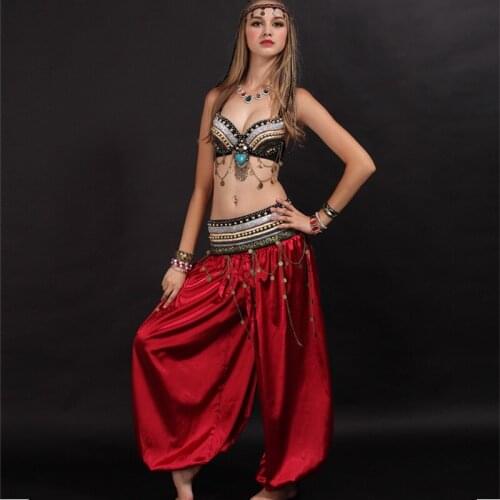 Belly Dance Costume Set For Women Shiny Tribal Dance Wear Sexy Carnival Outfits Adult Jewellery Bra Belt Gypsy Clothes JL1485