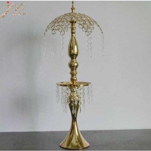 New creative crystal metal candle holder hollow umbrella patter candle stick wedding centerpiece event hotel decoration