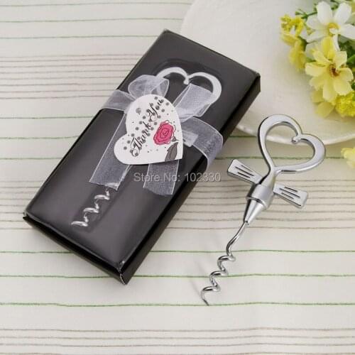 Stainless Steel Bottle Openers Wedding Party Favor Corkscrew Wine Bottle Opener Stopper Love Heart Gift Party Supplies S2017112