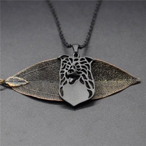 4 Colors Hollow Border Collie Charm Necklace Trendy Metal Dog Jewellery Border Collie Pendant Necklace Women Jewelery