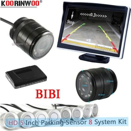 Koorinwoo Parktonic HD Piezo buzzer Car Parking 8 Sensor 10 Lights Metal Rear View Camera Active Alert With Sucker Car Monitor