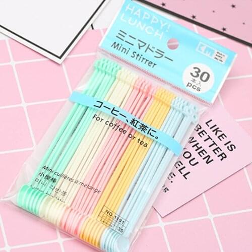 Candy color Portable Coffee Tea Spoon Long Handle Disposable Mini Ice Cream Tools Party Supplies Plastic Kitchen Accessories @3