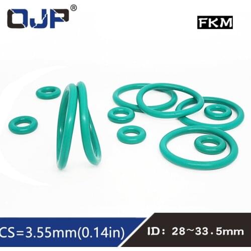 5PCS/lot Rubber Rings Green FKM Seal 3.55mm Thickness ID28/28.7/30/30.7/31.5/32.5/33.5mm Rubber ORings Seal Gasket Fuel Washer