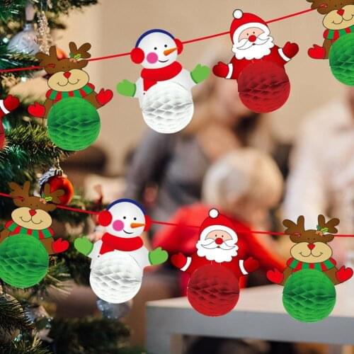 Christmas Decoration Honeycomb Shape Santa Claus Snowman Design Xmas Ornament Gift Xmas Christmas Decorations for Home Table