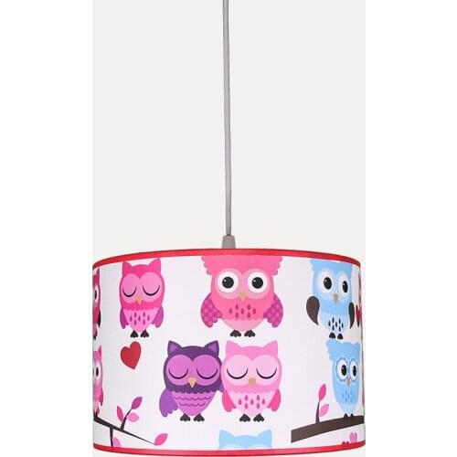 Senay Lightning, Cylinder Kids Room Fabric Chandelier-Owl