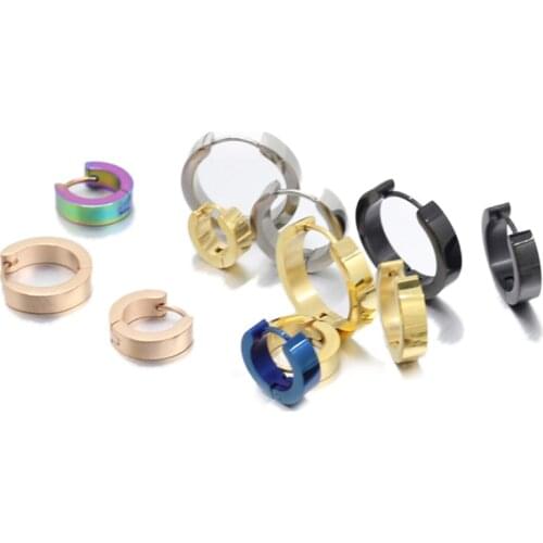 60pcs Hoop Earring 3mm 4mm Wide Ear Stud 2021 Punk Fashion Stainless Steel Vintage Statement Metal Chain Earrings For Wommen