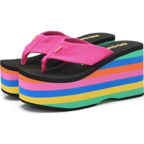 2021 Summer Sexy High Heel Slippers Slippers Women Platform Wedges Slippers Sandals Casual Beach Flops Women Sandals