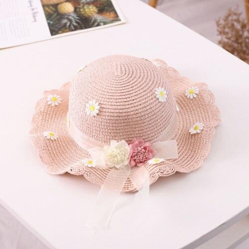 Hot Sale Colorful Flowers Cute Girls Sun Hat Lightweight Soft Easy To Fold Straw Hat Suitable For Swimming Outdoor Beach Hat