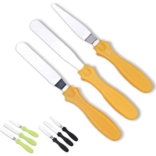 3Pcs/Set Stainless Steel Cake Utensils Spatula Butter Cream Icing Knife Smoother Kitchen Pastry Cake Decoration Tools