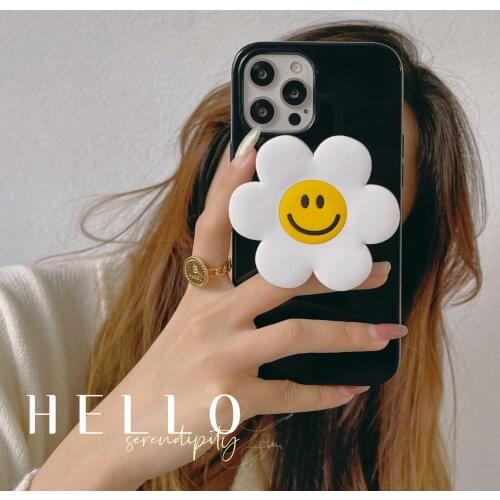 DIY Cute Smile Flowers Holder Stand Phone case For iPhone 11 Pro MAX 6 6s Plus 8 7 Plus X XS MAX XR Candy Color silicon Coque