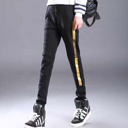 Sports pants female autumn winter students Korean new casual pants loose thick velvet pants