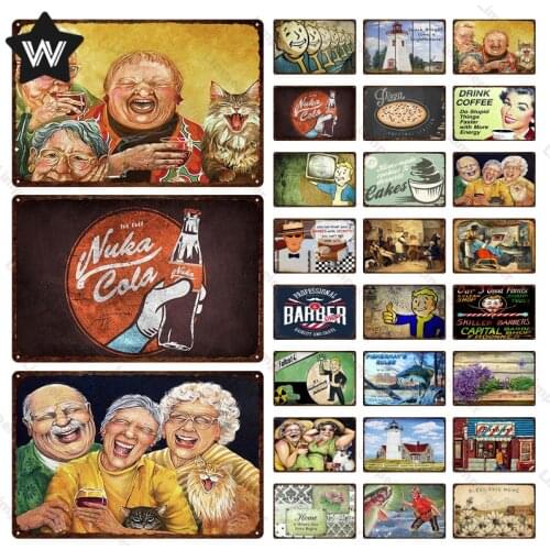 Vintage Metal Tin Sign Retro Tin Plaque Wall Sticker Shabby Metal Poster Tin Plaque Metal Signs for Man Cave Bar Club Decoration