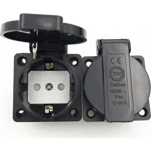 Waterproof AC 250V 16A German Standard Power Outlet Single Plug Waterproof Wall Socket