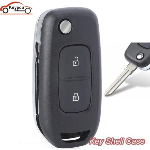 KEYECU Replacement Flip Remote Key 2 Button Case Shell Fob for Renault / Dacia Logan 2 Logan II 2018 2019 2020