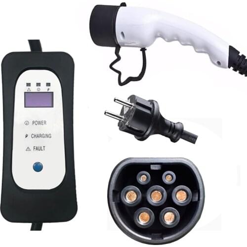 Type 2 EV charger schuko plug EVSE Charging 8/10/13/16A adjustable 5 Meter ev charging cable for electric car