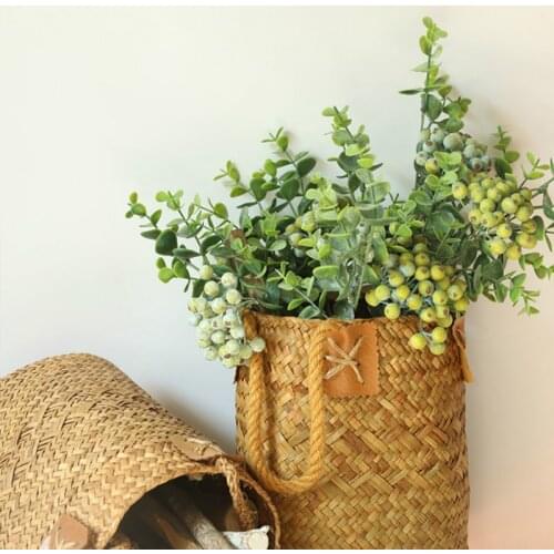 35.5CM Foam Green Berry Branch Plastic Flowers Artificial Fake Plant for Home Garden Wedding Car decoration Christmas Tree Decor