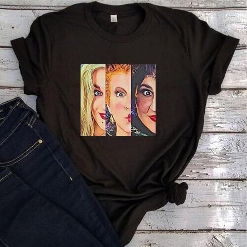 Sanderson Sisters Woman Tshirts Aesthetic Goth Clothes Witch Halloween 2021 Punk Clothes Streetwear Women Top