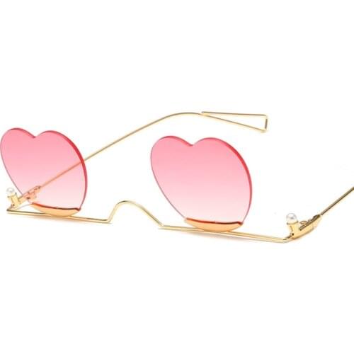 New 2019 Women Fashion Heart Sunglasses Rimless Luxury Ladies Sun Glasses Love Designer Eyewear