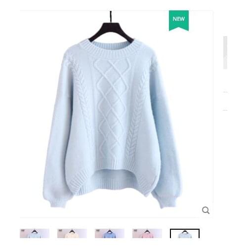 2020 Autumn Winter Women Mid-Length Sweater Pullover Mori Girl Loose Solid Color O-Neck Long Sleeve Women Pullover
