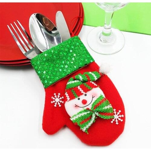 1pcs Christmas Decoration Cutlery Suit Silveware Holders Porckets Knifes Folks Bag Snowman Dinner Decor Home Tools
