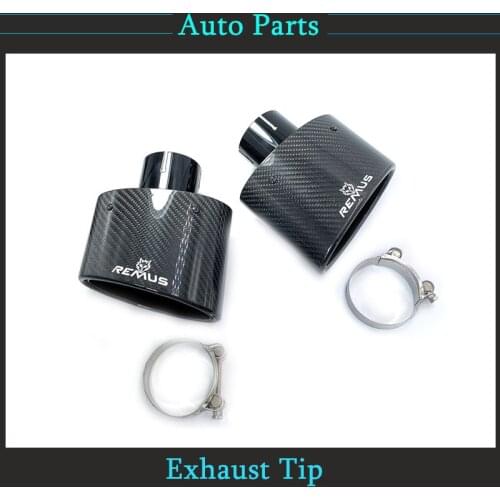 1Pcs Car Exhaust Pipe Modified Outlet 150mm Large Diameter Nozzle Oval Glossy Carbon Fiber Car Exhaust Muffler With Remus Logo