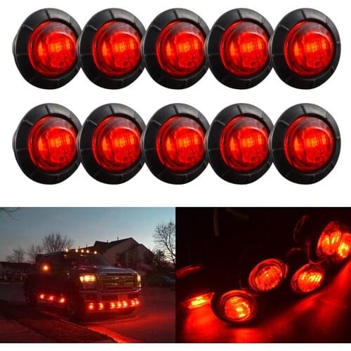 10pcs 3/4 Inch Red Round Side Marker Indicators Light LED Indicator Light Bulbs DC 12V Bullet Lamp for Truck Trailer Tail Lights