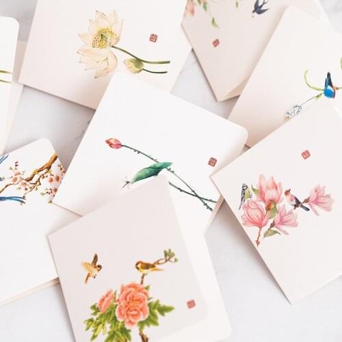 10Pcs Chinas Wind Greeting Card Christmas Gift Valentines Wedding Anniversary Happy Birthday Postcard Message Party Invitation