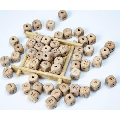 100 PCS 12 MM Natural Beech Wooden Letter Alphabet Beads Loose Spacer Beads DIY Bracelet Jewelry Making Handmade Accessories