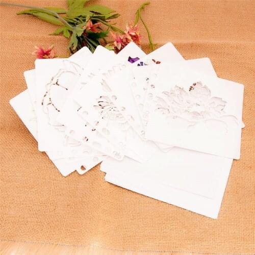 19pcs Release Paper Scrapbook Stencils Spray Plastic Mold Shield DIY Cake Hollow Embellishment Printing Lace Ruler Valentine