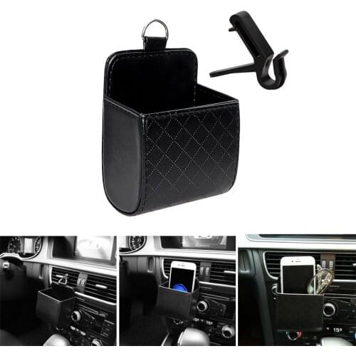 1X Car Air outlet mobile phone pocket For VW Polo Golf 4 5 7 6 Passat B6 Hyundai Tucson Solaris Ix35 Leather storage bags