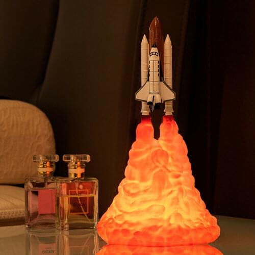 3D Print Space Shuttle Rocket Night Light LED Table Desk Lamp Room Decor Gift