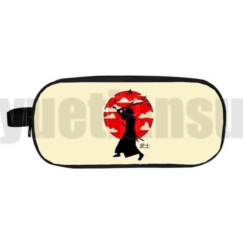 3D Japan Samurai Cosmetic Bag Pencil Case Kids School Supplies Stationery Makeup Bag Animal Bushido Samurai Storage Pouch
